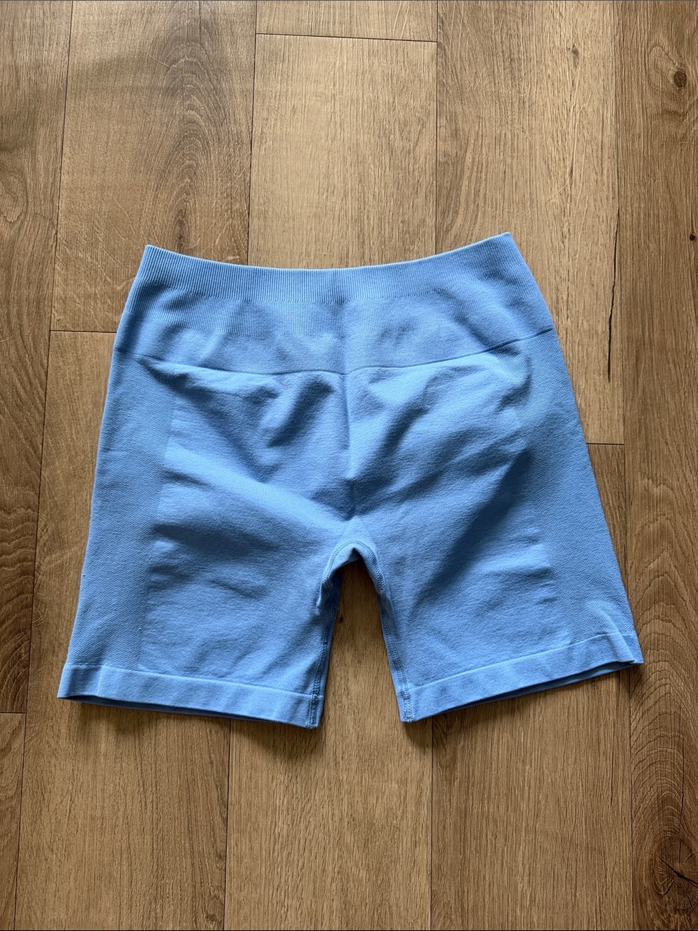 Seamless High-Waist Light Blue Bike Shorts
